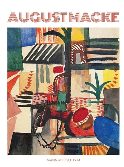 August Macke | Poster „Mann mit Esel“ von 1914 | Expressionistischer Vintage-Kunstdruck | Wanddekoration für Zuhause und Büro | Reproduktion klassischer Kunstwerke