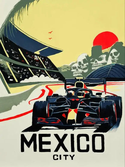 Mexiko-Stadt Poster | Lebendige Kultur & Formel-1-Rennszene | Urban Decor Art