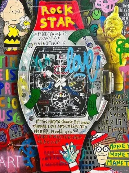 Graffiti Style Red Richard Mille Timepiece Poster | Artistic Wall Decor | Modern Urban Art