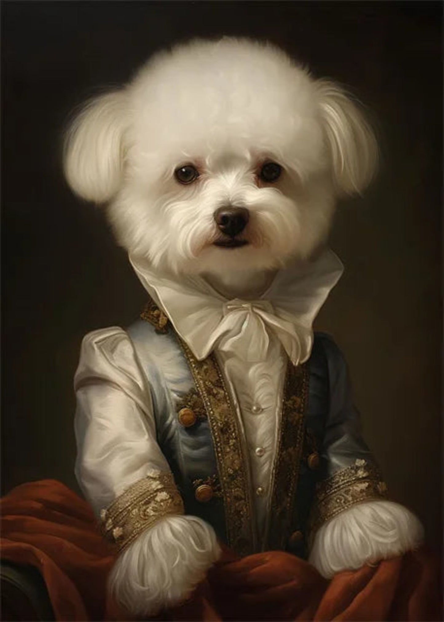 Baroque Aristocrat Poster | Bichon Frise Artwork | Rococo Style | Regal Dog Breed Portrait for Home Decor