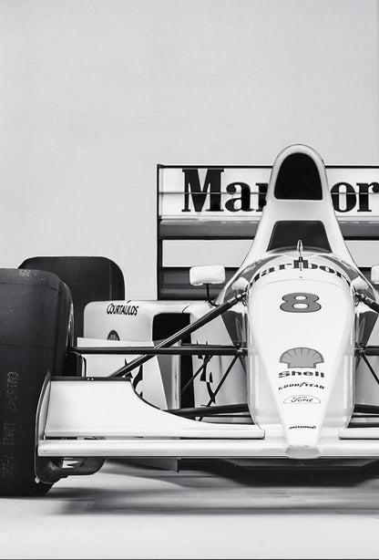 Vintage F1 Monaco Rennen | Schwarz-Weiß-Sportwagen-Kunst | Retro-Fotoposter | Leinwand-Wanddekoration