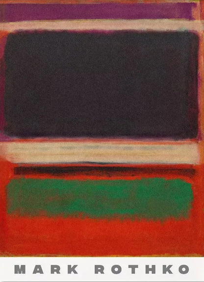Mark Rothko | Abstract Art | Magenta, Black & Green on Orange