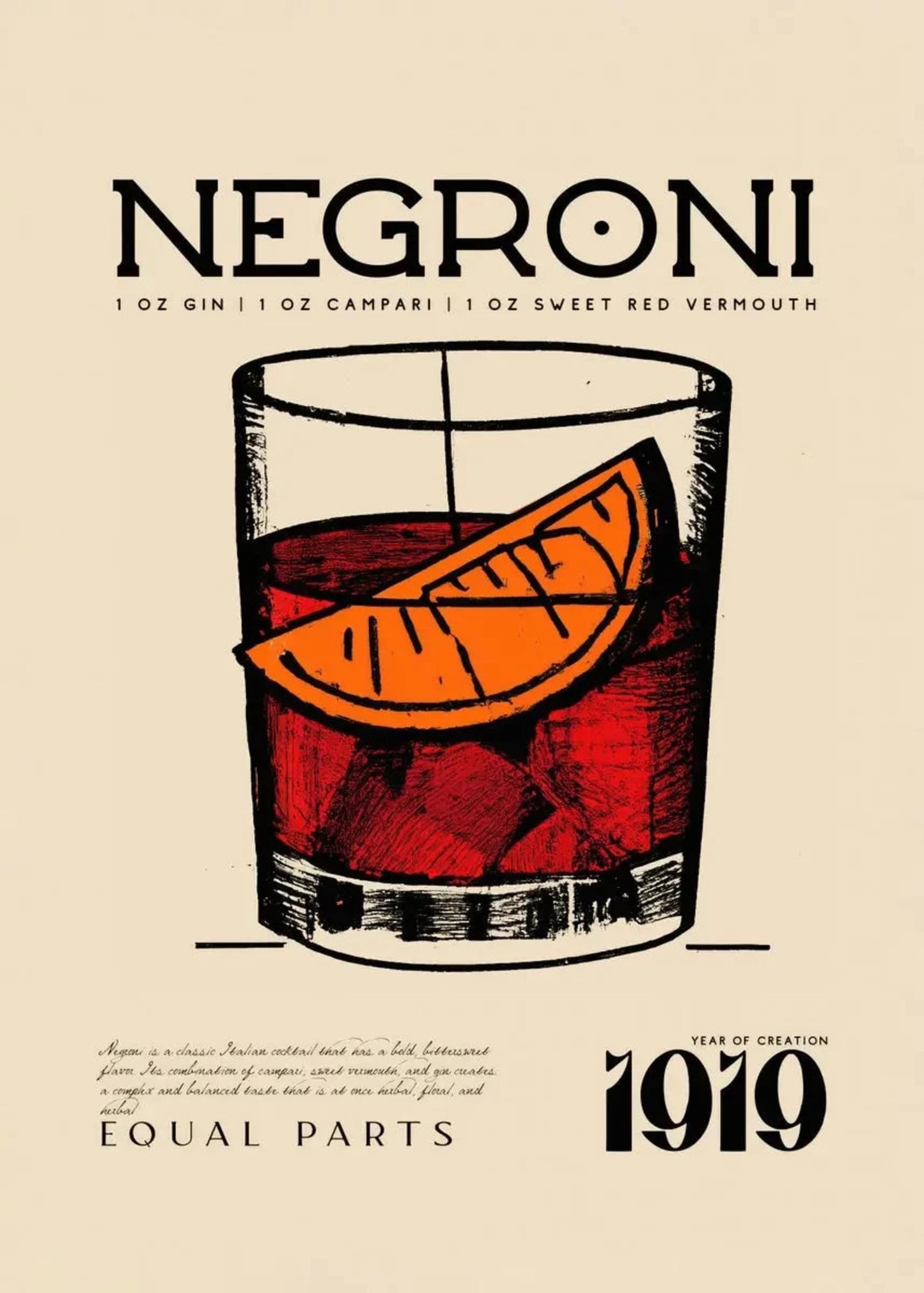 Negroni-Cocktail | Klassisch 1919 | Vintage-Stil