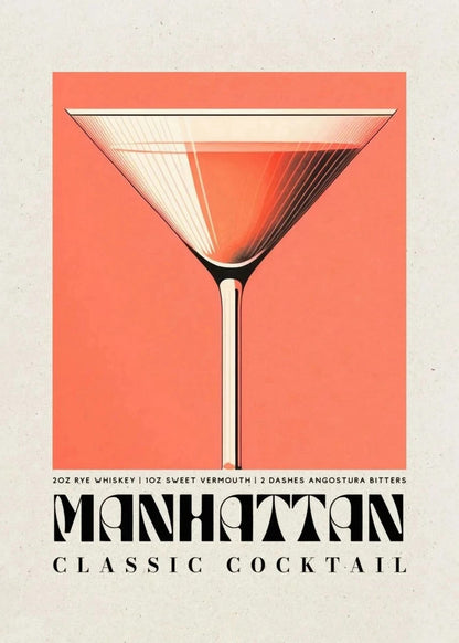 Manhattan Classic Cocktail | Vintage Drink Art