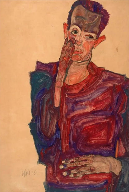 Egon Schiele Introspectief Zelfportret | Schone Kunst