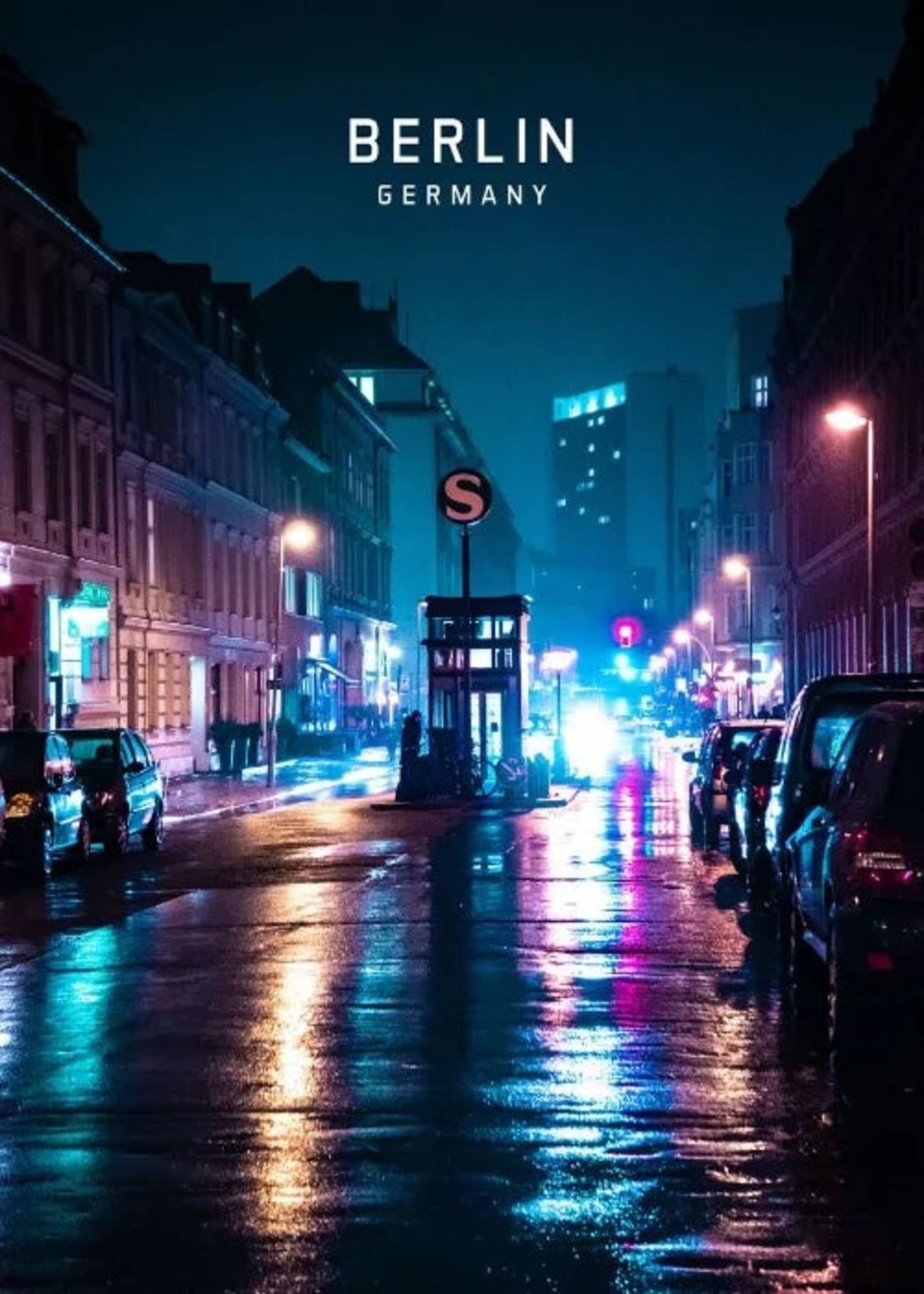 Berliner Skyline | Abendliches Stadtbild | Europa Kunstdruck | Wanddekoration Poster