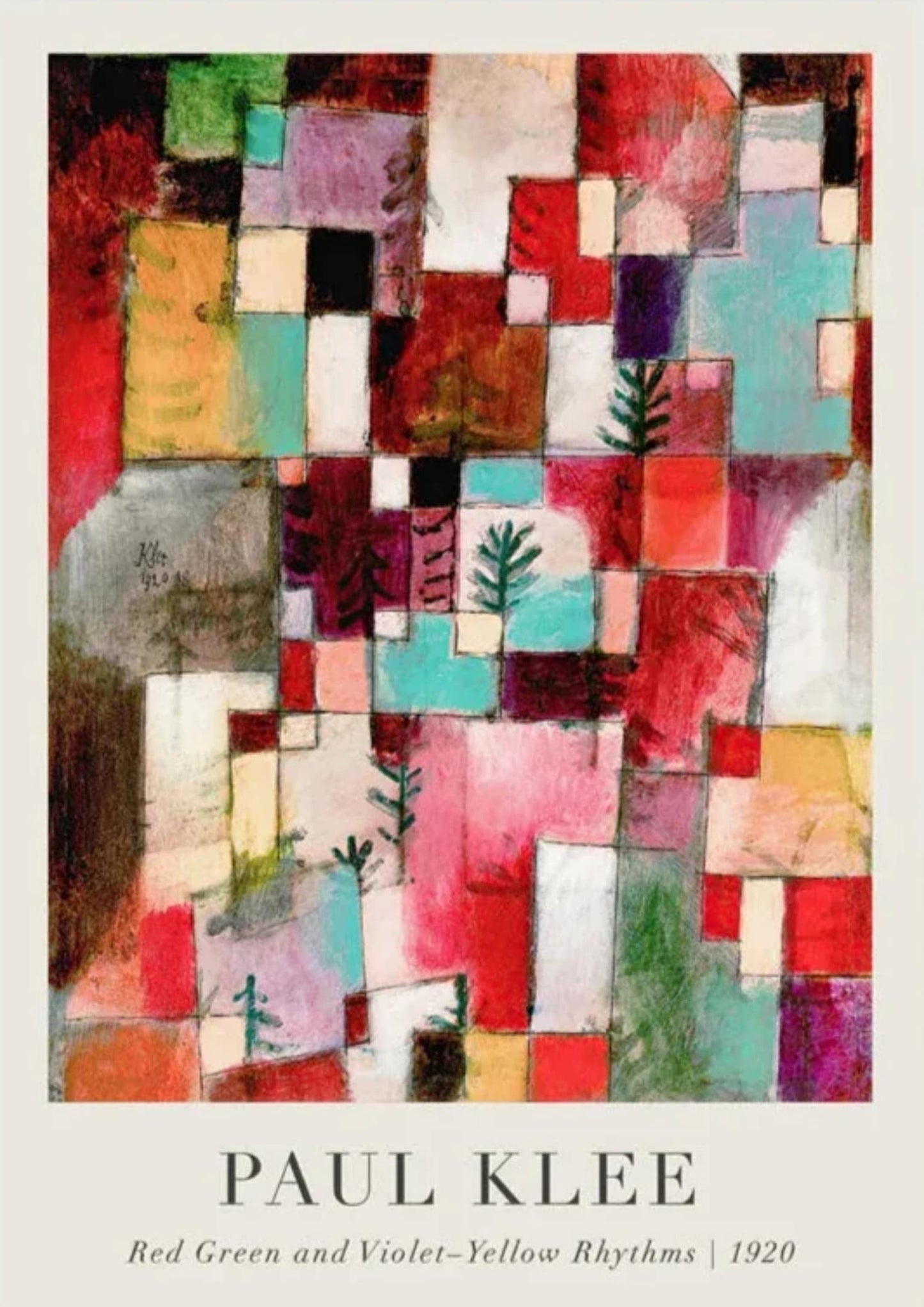 Paul Klee | Rot-Grün-Violett-Gelb-Rhythmen | Abstrakte Kunst