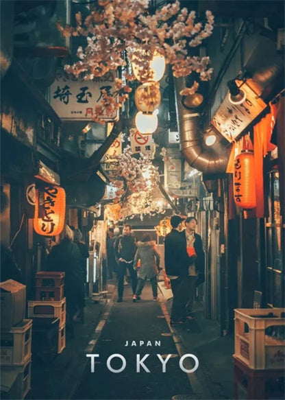 Yokocho-Gasse | Tokio | Tokios pulsierendes Straßenleben | Städtische kulturelle Sehenswürdigkeiten | Poster japanischer Architektur