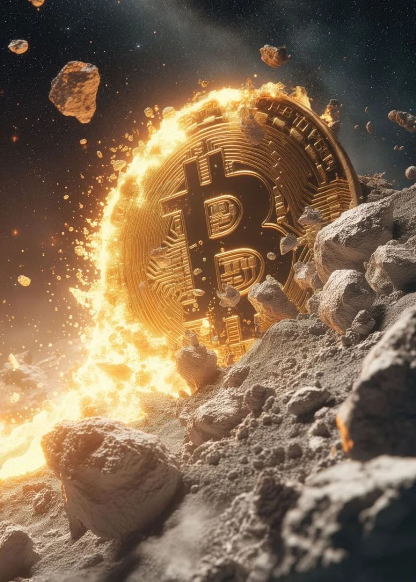 Bitcoin Explosion Poster Krypto Digitale Währung Kunst, Futuristisches Dekor | Wohndekor | Dekorationsposter