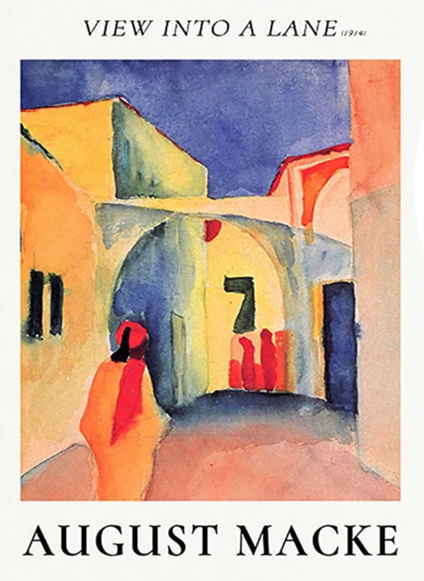 August Macke | Poster | Blick in eine Gasse 1914 | Künstlerisches Dekor | Vintage-Kunstreproduktion | Wanddekoration für Zuhause