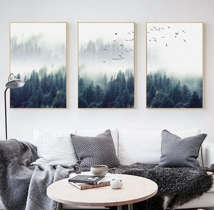 Birds in Deep Fog (set of 3)