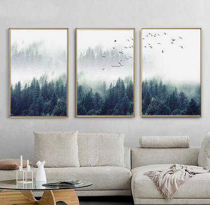 Birds in Deep Fog (set of 3)