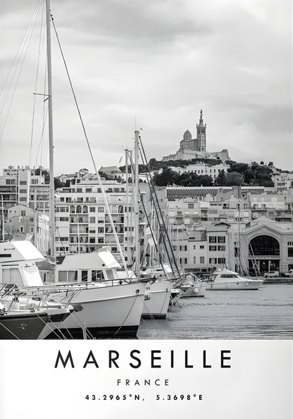 Old Port of Marseille Poster | France Historic Port Art Print | Wall Decor