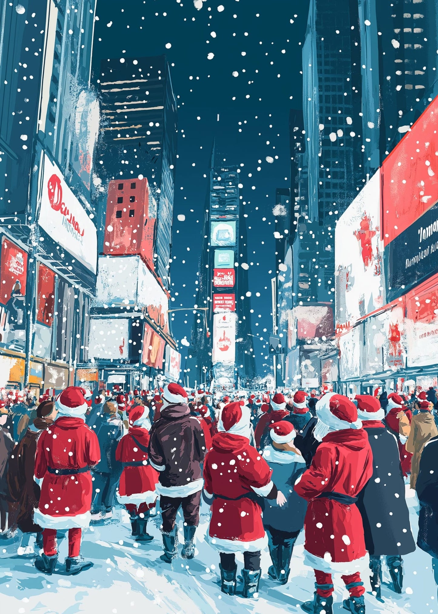 Festive Times Square | Snowy Urban Night