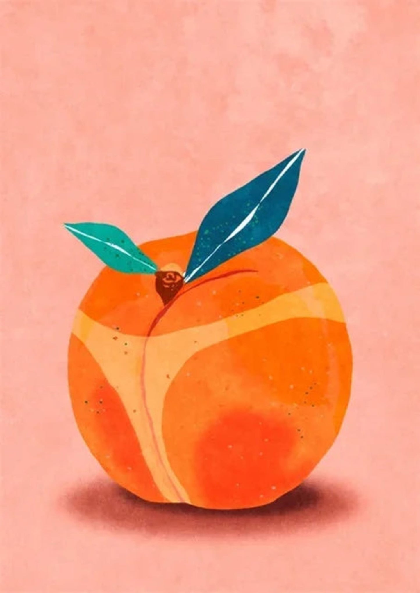 Ripe Peach Poster | Minimalist Art for Kitchen Decor | Fresh Fruit-Themed Wall Art