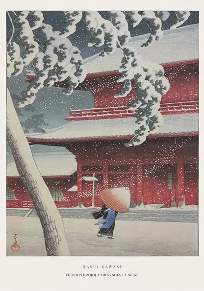 Hasui Kawase | Zojoji Tempel in Sneeuw | Ukiyo-e Vintage