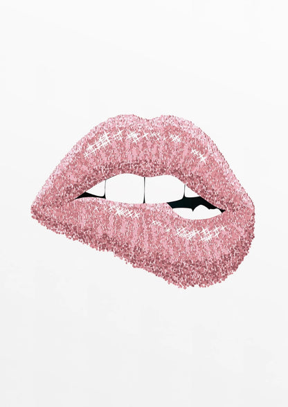 Roze Glanzende Lippen | Glam Moderne Kunst