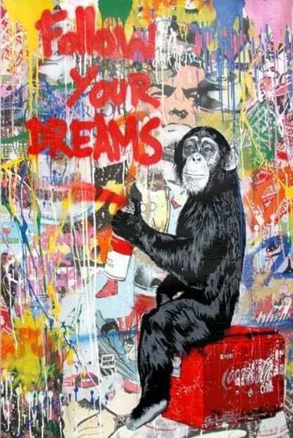 Banksy Graffiti-Kunst | Follow Your Dream-Poster | Street-Art-Leinwanddruck | Wohnzimmer-Dekor | Wandbild