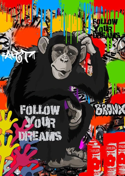 Graffiti-Pop-Art | Straßenfilm Scarface | Abstraktes Mona Lisa-Porträt | Wanddekorationsposter | Wandbild für Zuhause