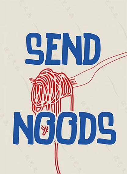 Vintage Keuken | Stuur Noodles | Retro Voedsel Kunst