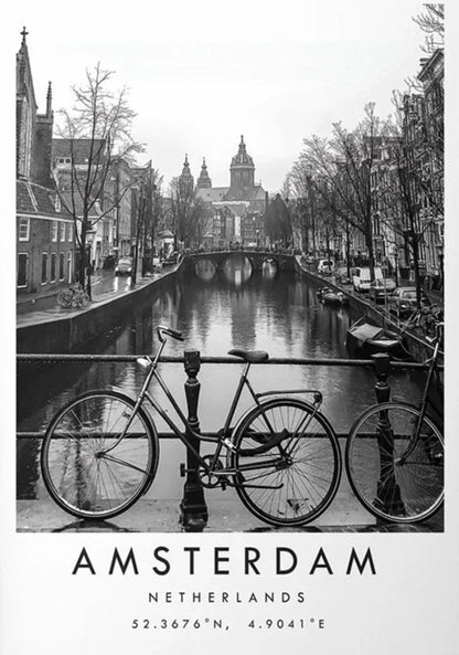 Amsterdam Canals | Scenic Waterways | Urban Landscape | Travel Decor | Poster