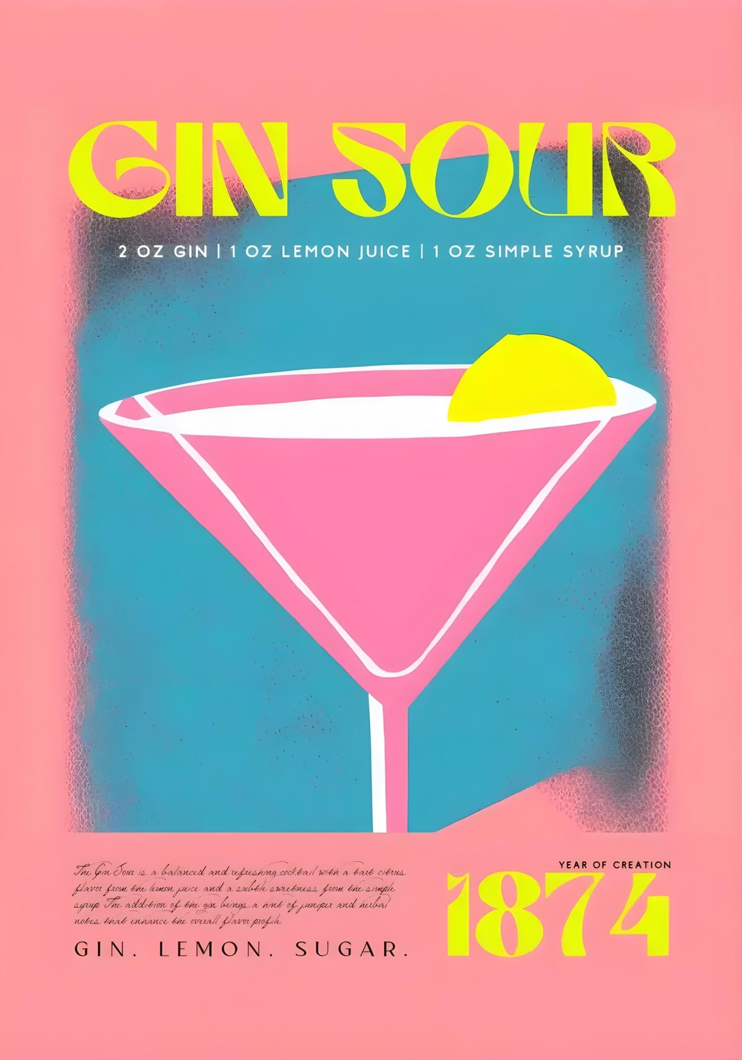 Vintage Gin Sour 1874 | Retro-Bar-Illustration