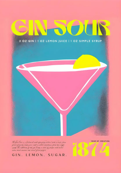 Vintage Gin Sour 1874 | Retro-Bar-Illustration