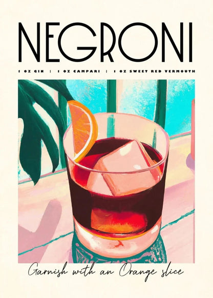 Negroni-Cocktail | Vintage-Kunst | Lebhafte Party