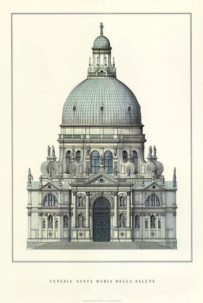 Santa Maria della Salute | Venedig | Italien | Barocke Kirchenarchitektur | Venezianisches Architekturerbe | Europäische Kunstplakate
