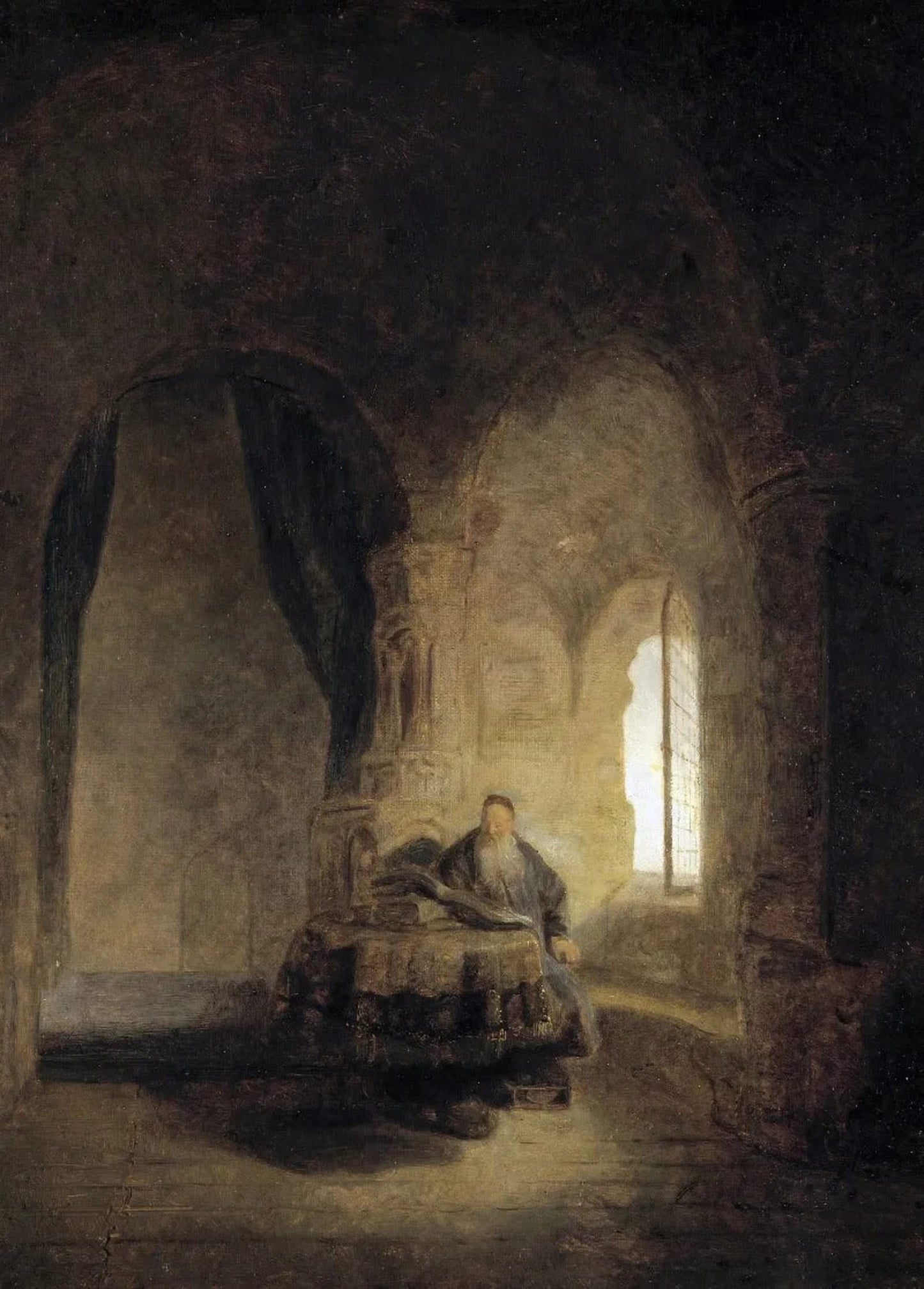 Rembrandt | Filosoof die Leest | Vintage Klassieke Kunst