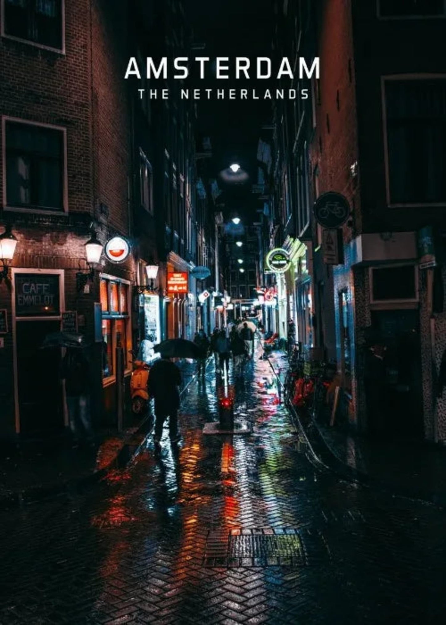 Amsterdam at Night | Cityscape Poster | The Netherlands | European Urban Landscape Art | Home Decor