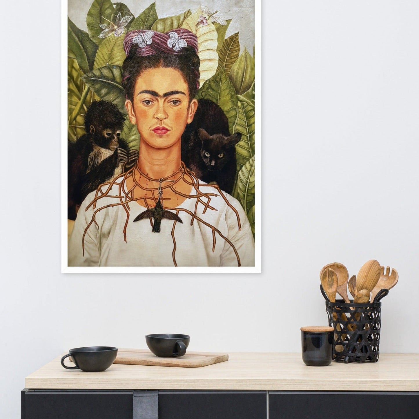 Poster - Frida Kahlo mit Dornenkette und Kolibri