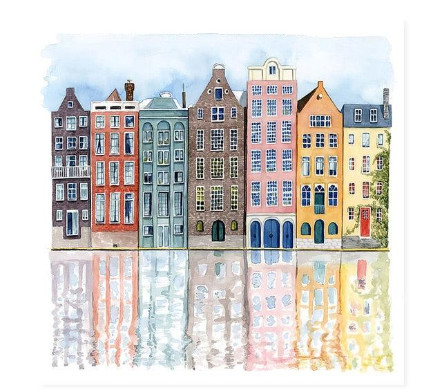 Watercolor Amsterdam Canals