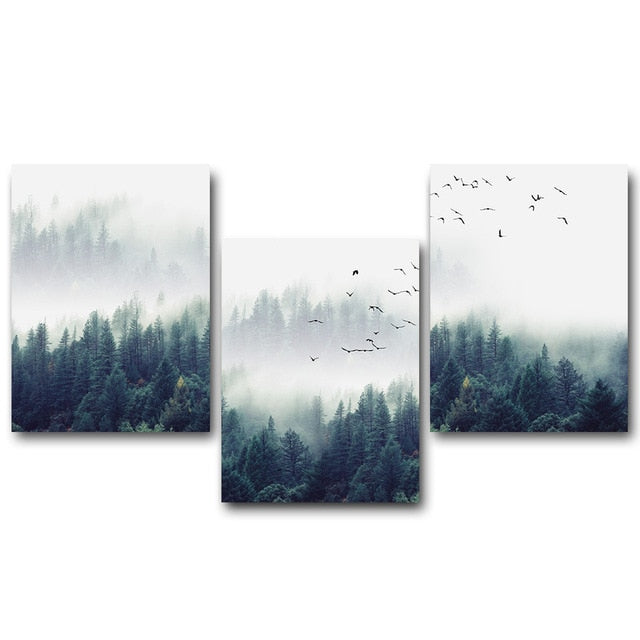 Birds in Deep Fog (set of 3)