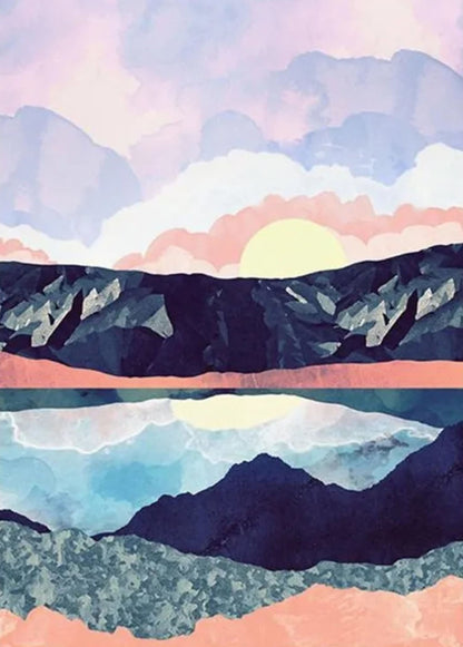 Abstraktes Landschaftsposter | Wüstensturm-Poster | Wohndekor | Künstlerische Wüstenlandschaft | Wandkunstdruck | Stürmische Wüstenszene