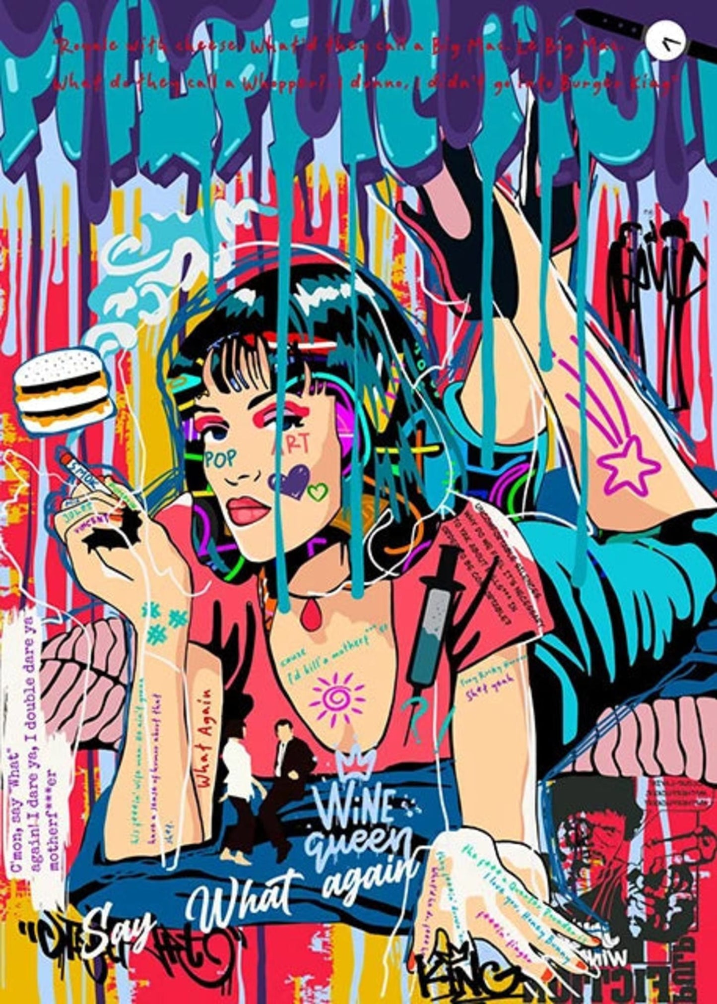 Scarface Street Art Poster | Graffiti Mona Lisa Abstrakte Leinwand | Popkultur Wanddekoration | Heimkunst