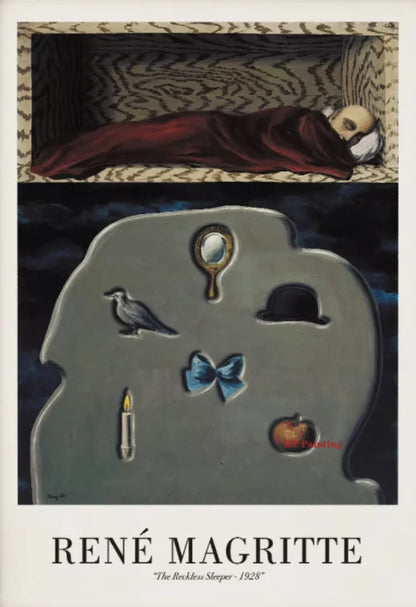 René Magritte De Roekeloze Slaper 1928 | Surrealistische Vintage Kunst