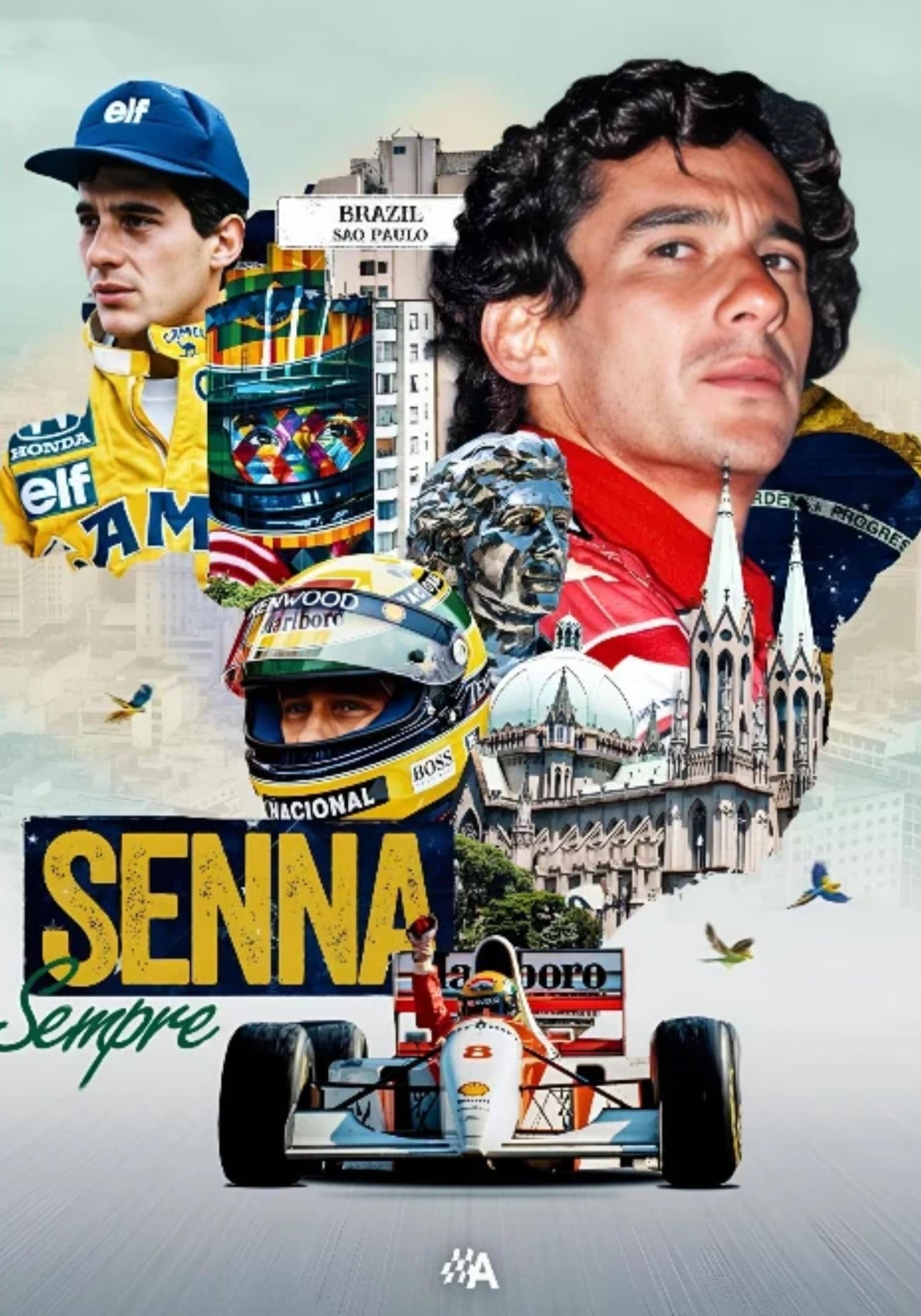 Ayrton Senna F1-Rennlegende | Kunstdruck-Poster | Wohnzimmer-/Schlafzimmer-Dekor | Wandkunst für Bar und Café