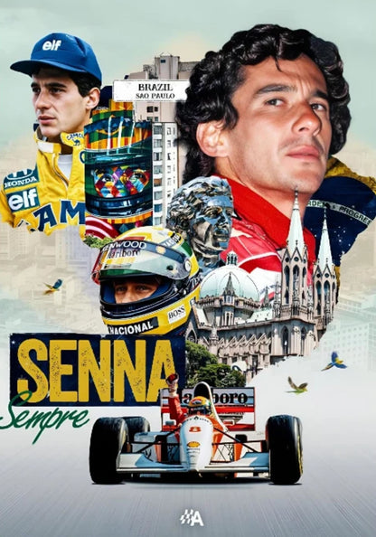 Ayrton Senna F1-Rennlegende | Kunstdruck-Poster | Wohnzimmer-/Schlafzimmer-Dekor | Wandkunst für Bar und Café