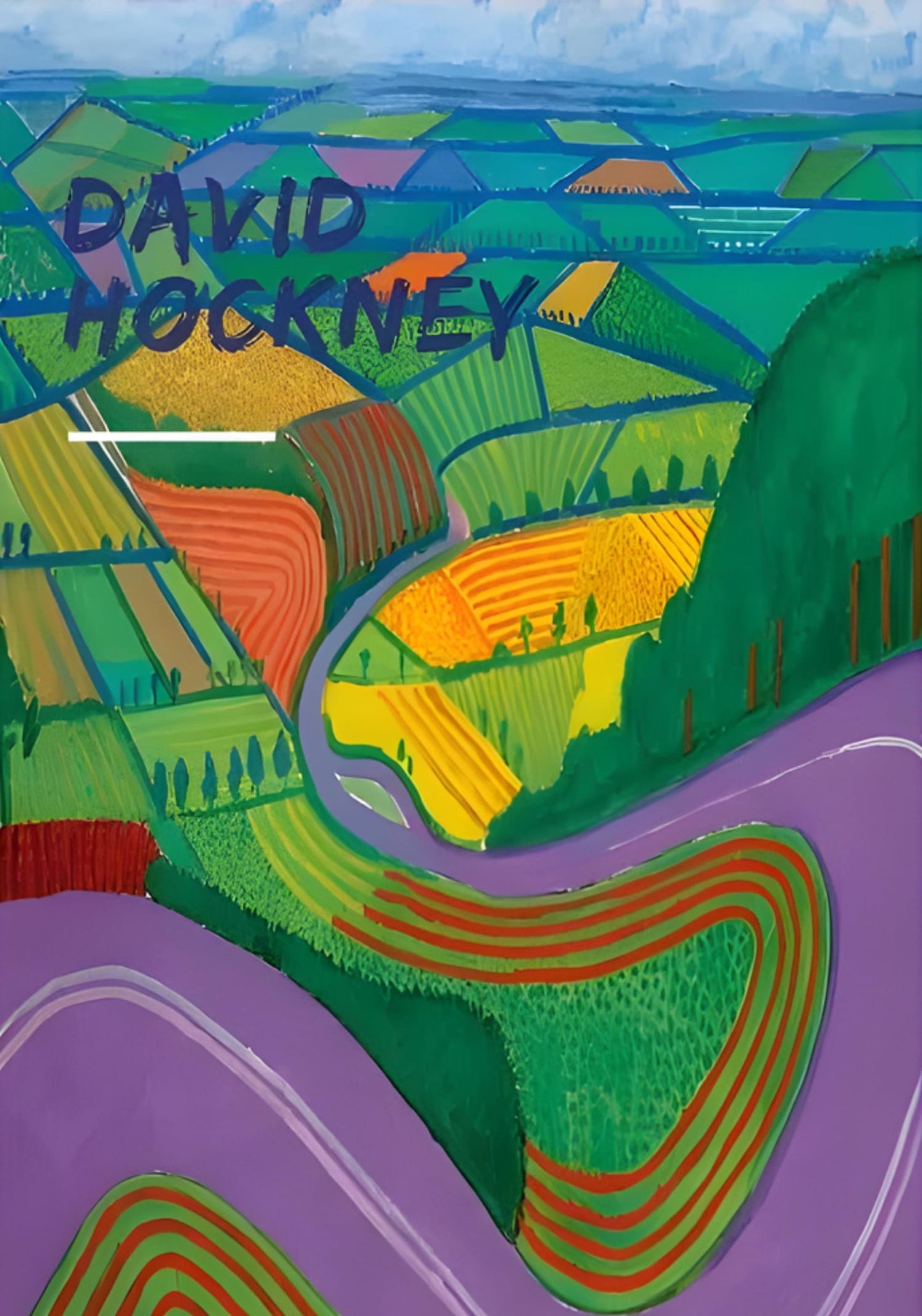 David Hockney | Paarse Wegen | Levendig Landschap