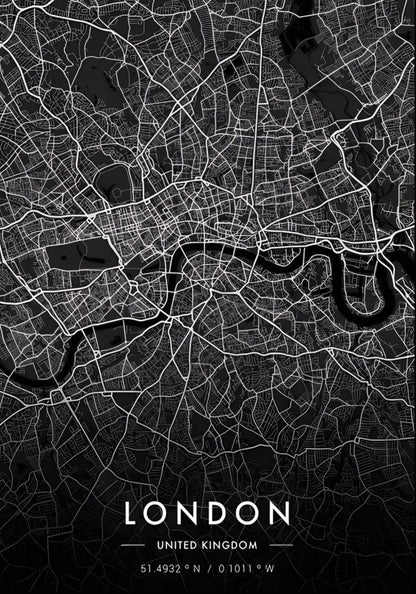 London Stadskaart | Zwart & Wit Stedelijke Kunst
