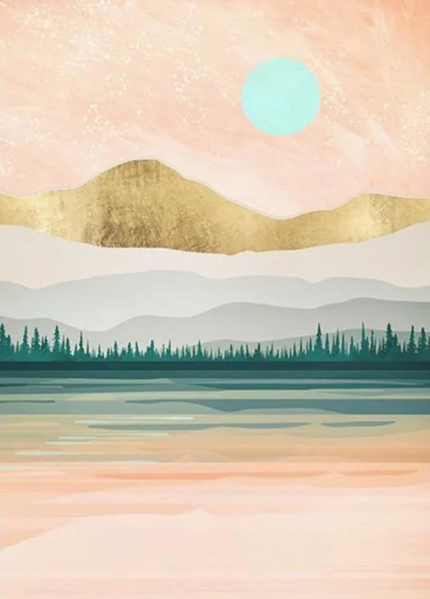 Abstraktes Landschaftsposter | Kunstdruck „Cloudy Mornings“ | Wanddekoration | Kunstwerk für Haus und Garten