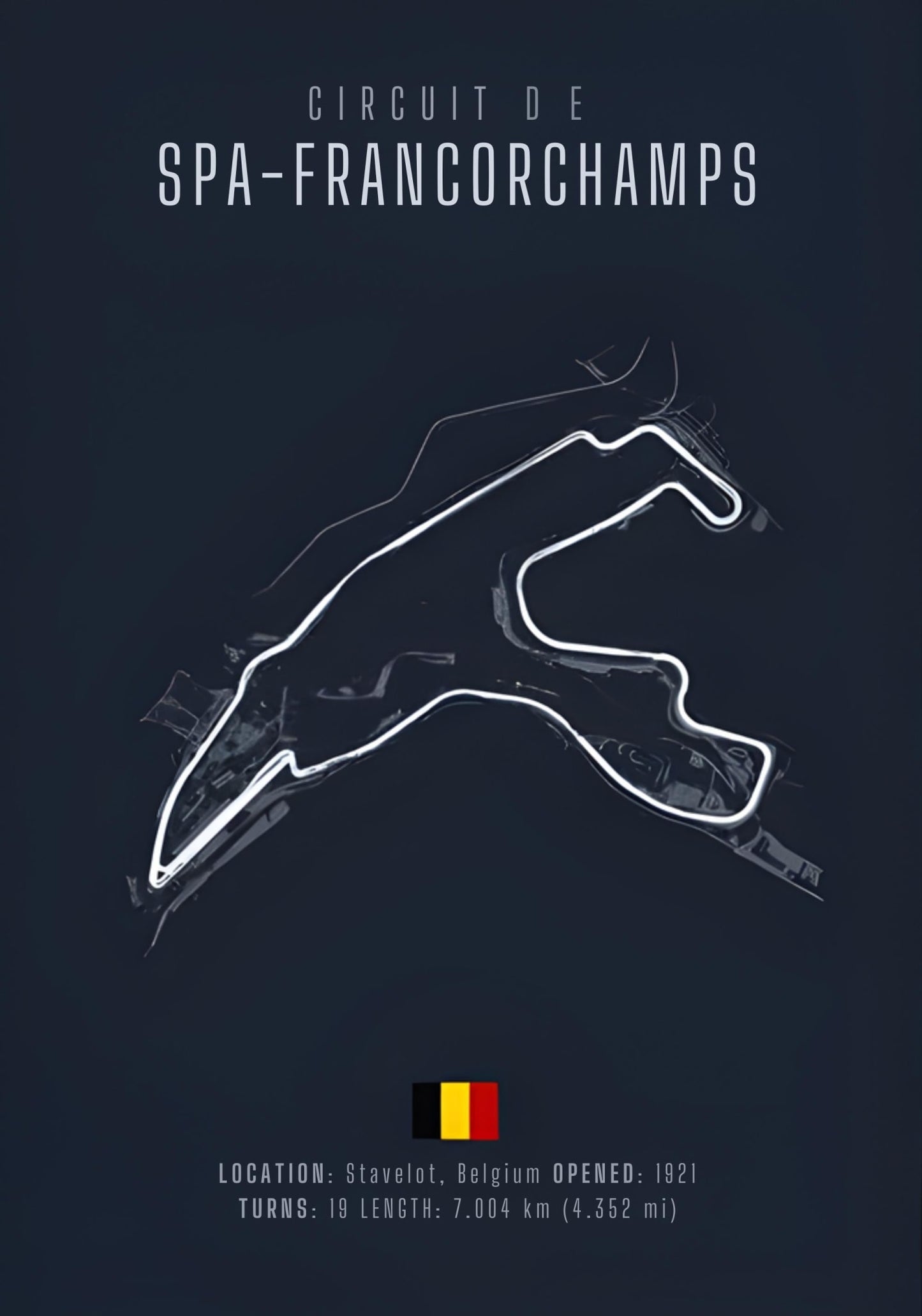 Spa Francorchamps F1 Circuit Blauwdruk