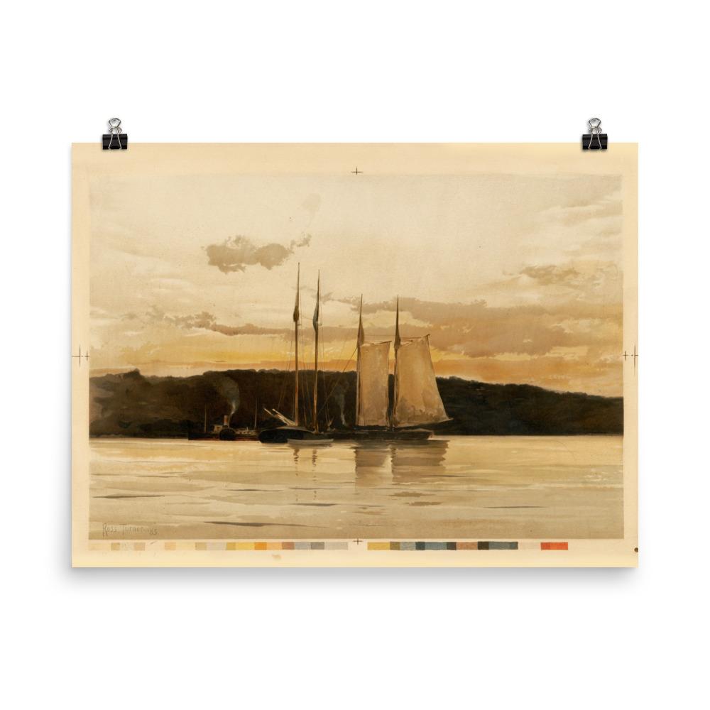 Ships in the Sunset - Poster