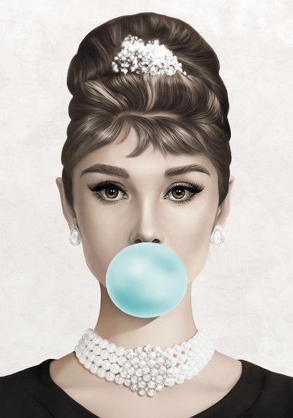 Audrey Hepburn | Vintage Pop Kunst | Zwart & Wit Retro Glamour