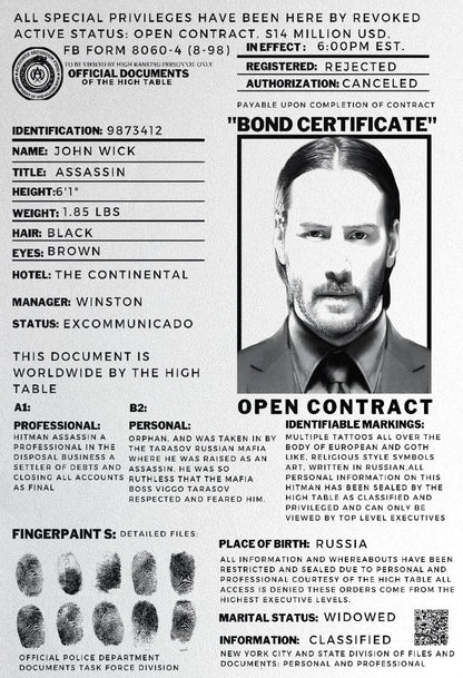 John Wick Movie Poster | Open Contract