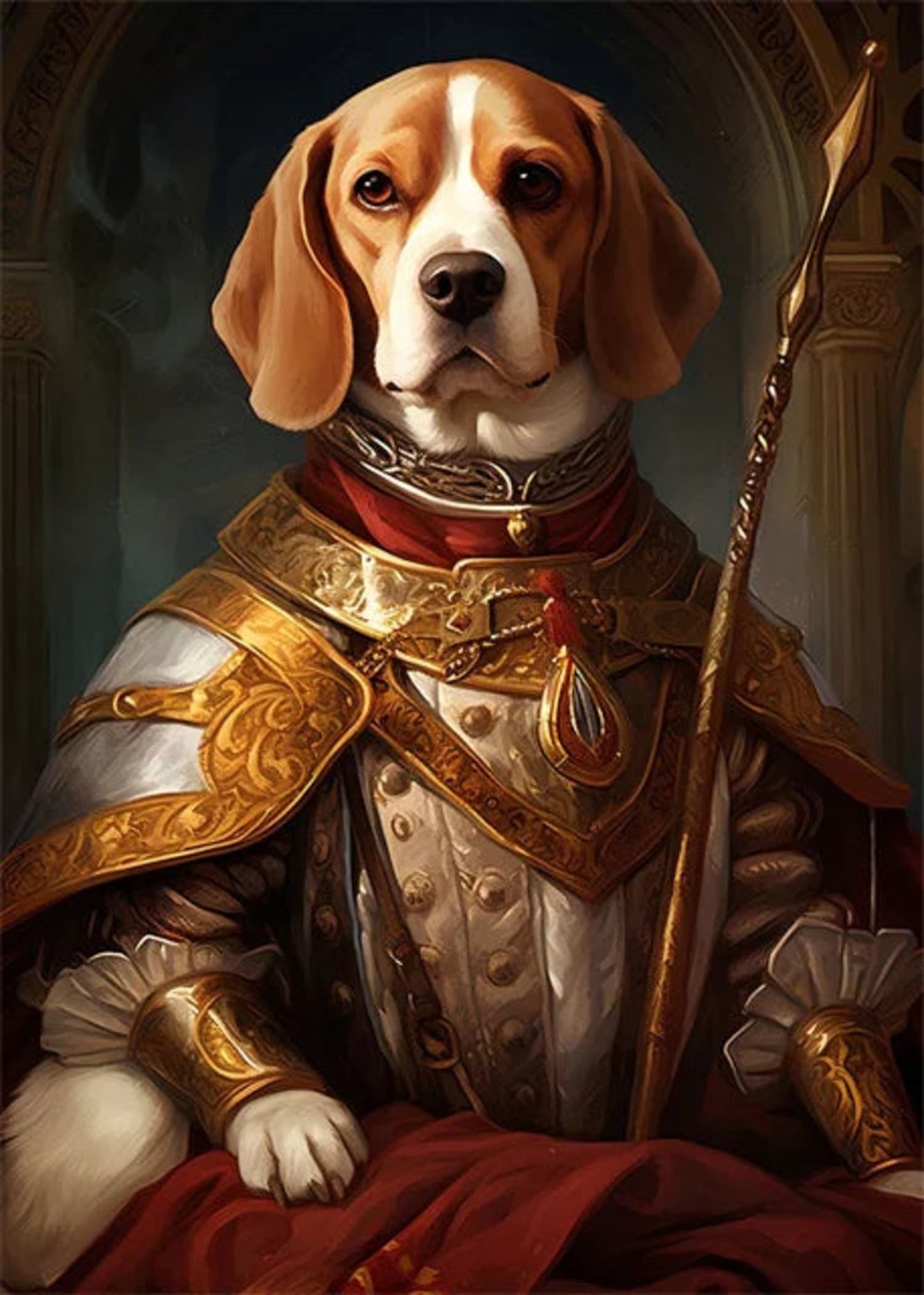 Beagle Poster | Noble Sentinel | Featuring Beagle Dog in Royal Garb | Decorative Artwork for Home Decor