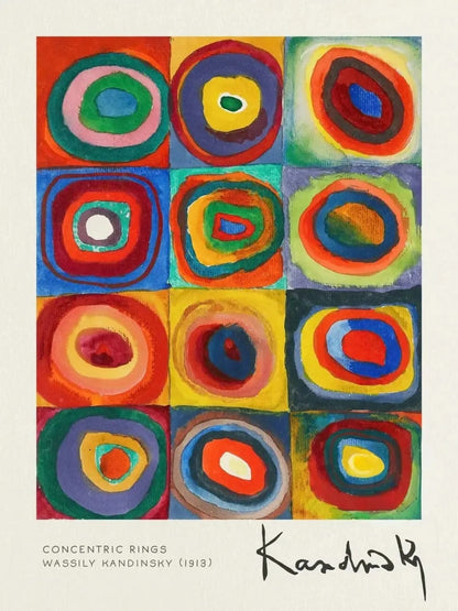 Kandinsky | Kleurstudie: Vierkanten met Concentische Cirkels | 1913