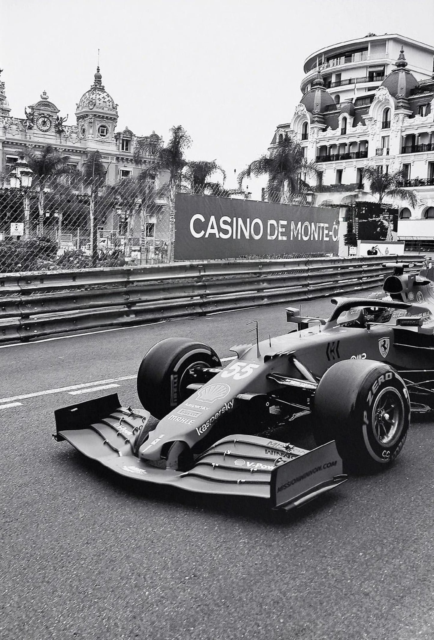 Schwarzweiß | Vintage F1 Monaco Rennen | Sportwagenfoto | Poster auf Leinwand | Wanddeko