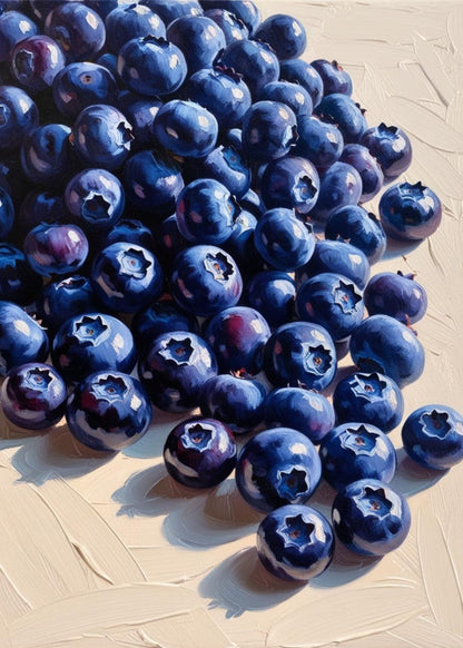 Blaubeer-Kunstdruck | Wanddekoration für die Küche | Obstposter | Naturkunstwerk | Blaubeerdekor | Kulinarische Kunst für Zuhause